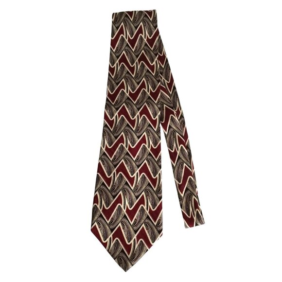 PAVIA Burgundy Blue Gray Abstract Jacquard 100% Silk Neck Tie Made in Italy - Picture 4 of 7